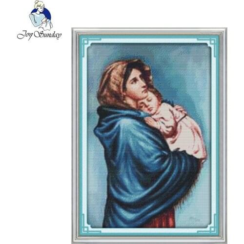 Joy Sunday DIY Handmade Chinese Cross Stitch Embroidery Kit The Virgin Mary Design Home Decoration Embroidered Cloth Livingroom