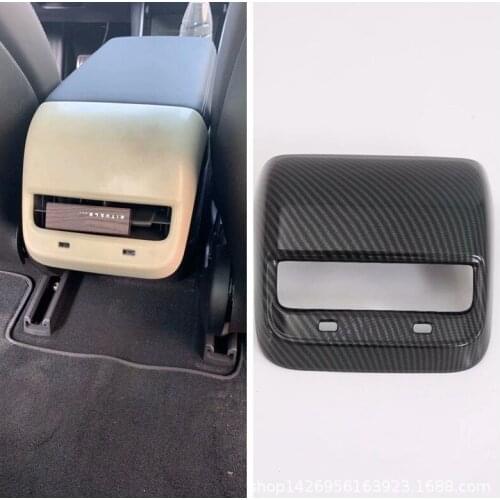 For Tesla Model Y 2021 2022 Car Back Air Vent Frame Sticker Rear Air Outlet Cover ABS Carbon Fiber Decorative Stickers Styling