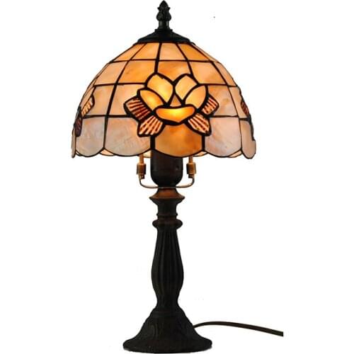 Modern Floral Pattern Desk Lamp E26/E27 European Retro Arts Stained Glass Table Light Lamps Living Room Bedroom Home Decor TL188