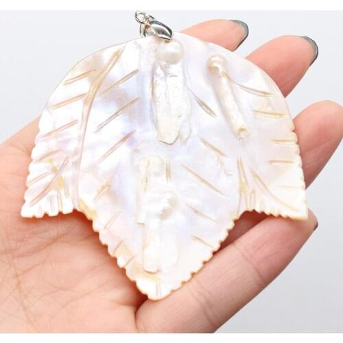 Charm High Quality Natural Stone Life Leaf Shape Shell Pendant for Jewelry Making DIY Accessories Fit Necklace Earrings Gifts