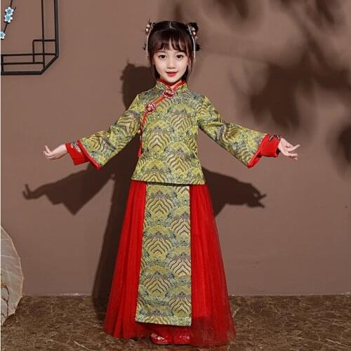 Autumn And Winter Girls Tang Qipao Ancient Chinese Style Super Immortal Stage Performance Costume Evening Dress Party Clothing