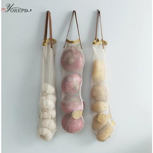 OYOREFD Kitchen Reusable Produce Bags Onion Potato Mesh Bag Eco Friendly Vegetable Fruit Bag Kitchen Hanging Organizer Bag