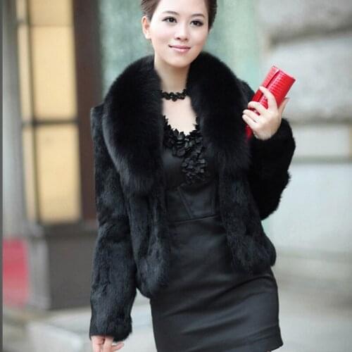 Winter new long sleeve Faux Fur coat women fashion warm luxury Faux cony hair coat faux Fox fur collar coat topper short coat