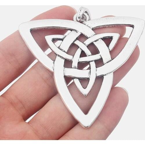 2pcs Antique Silver Color Large Keltic Knot Trinity Triquetra Charms Pendants for Necklace Jewelry Making Findings