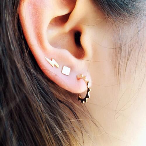 Promotion 2021 New Simple Small Stud Gemetric Triangle Fine 925 Sterling Silver Women Rose Gold Small Mini Earring