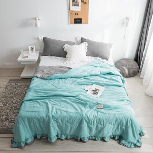 Simple Washing cotton Summer Quilt Blankets Comforter Bed Cover Quilting Suitable for Children Adults twin queen green Bedding