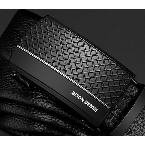 Bison Denim Brand Fashion casual Automatic Belt Genuine Leather Cowskin Luxury Black Men Strap Belt Top Quality Ceinture Homme