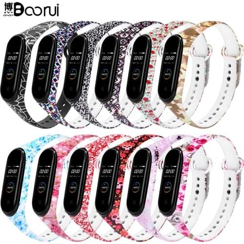 BOORUI mi band 3 4 strap smart accessories Personalized Print flowers mi band 5 6 Replacement for xiaomi miband 3/4/5/6 strap