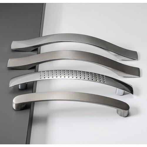 Aluminum alloy Cabinet Handle Drawer Knob Silver Kitchen Knob Cabinet Door Handle Hardware Furniture Accessories