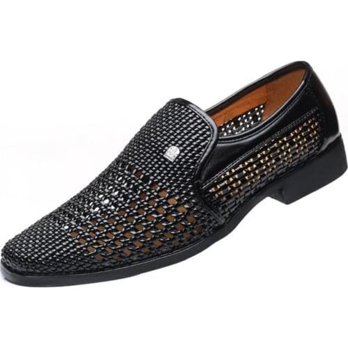 2021 Summer White Men Genuine Leather Sandals Mens Pointed Toe Dress Shoes High Quality Formal Slip On Hollow Out Sandals Man