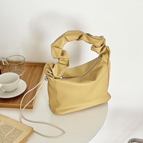 Vegan Leather Designer Handbags Women Shoulder Bag Casual Simple Hobo Bags Pleated Handle Ladies Daily Handbags Small box Bags