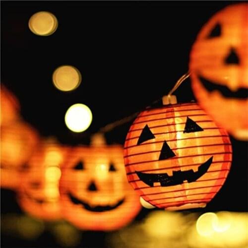 10/20 LED Halloween Pumpkin Lantern String Lights Battery Operated Halloween 3D Pumpkin Lights Indoor Outdoor Home Decoration