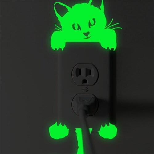 Cat Luminous Stickers Switch Sticker Glow in the Dark Funny Living Room phone bedroom Fluorescent Sticker poster
