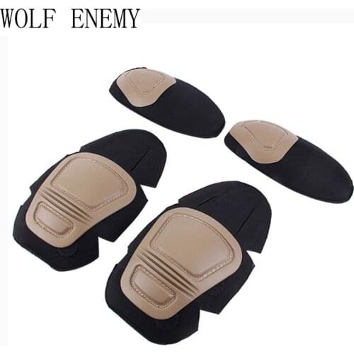 Tactical Knee and Elbow Protector Pad for Paintball Airsoft Combat Uniform Military Suit, 2 Knee Pads & 2 Elbow Pads/Set