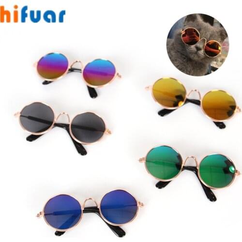 Pet Products Fashion Vintage Round Cat Sunglasses Reflection Eye wear glasses For Small Dog Cat Pet New Photos Props Accessories
