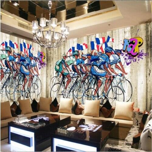 Wellyu Cycling exercise gym fashionable restaurant background wall custom large fresco silk silk wallpaper papel de parede
