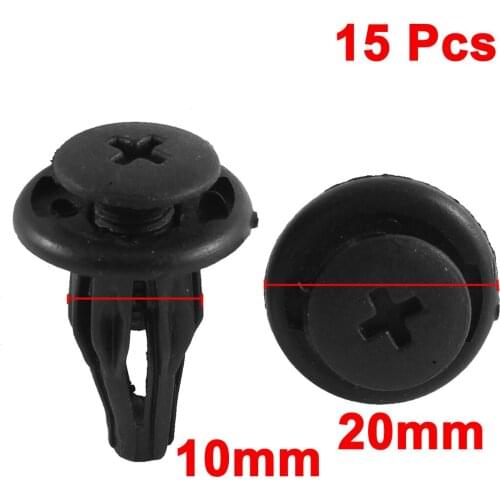 X Autohaux Black Car Auto Bumper 10Mm Hole Dia Plastic Rivets 15 Pcs For Toyota