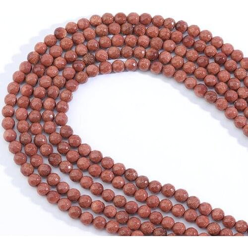 Xinyao Natural Gold Sand Stone Golden Sand Round Loose Beads 6 8 10MM Pick Size For Jewelry Making