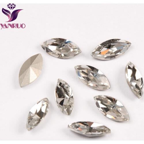 YANRUO 4200 Navette White Crystal Stones Crystals Jewelry Marking Claw Beads Fancy Setting Rhinestones