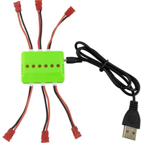 SYMA X5C Hubsan H107 USB Charger 1 In 6 3.7V Lithium Battery Balance W Connectors For X5S X5SC X5SW X5HW X5UW H107C RC Drone