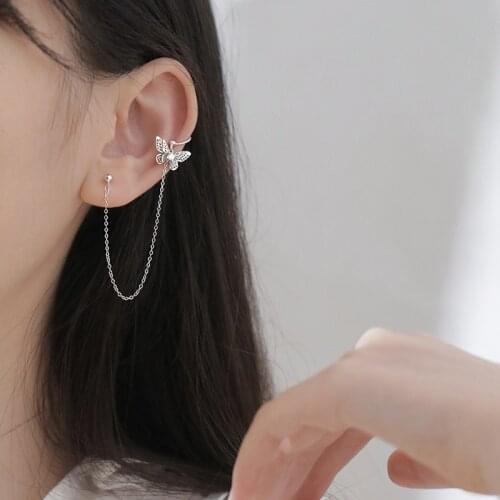 1 Pair Silver Color Moon Butterfly Star Cross Stud Earrings For Women Wedding Female Chain Pendientes Mujer Moda Aretes De Mujer