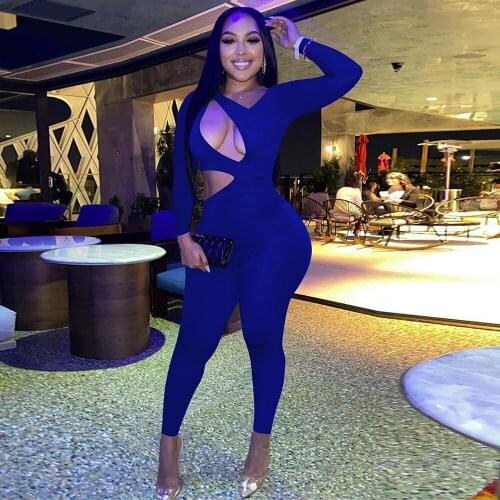 Sense of Design Irregular Shape Skinny Romper Women Long Sleeve Cut Out One Piece Overall Streetwear Bodycon Fitness Outfits