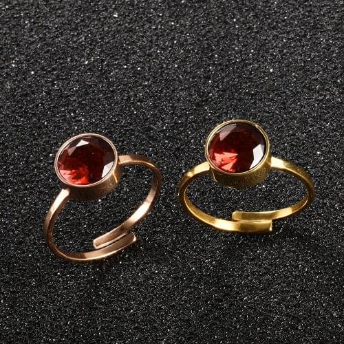 Stainless Steel Temperament Colorful Zircon Crystal Ring Fashion Adjustable Ring For Women Engagement Wedding Finger Ring Gift