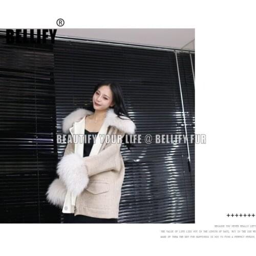 Winter Jacket Women Fox Fur Collar Real Wool Coat Female Jacket Double Side Cashmere Woolen Coats Korean Jacket