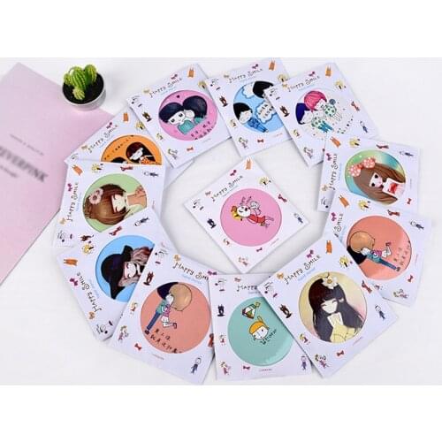 1pc Portable Makeup Mirror Cartoon Pattern Compact Pocket Cosmetic Mirror Mini Cute Small Mirrors Girls Lady Makeup Tools espejo