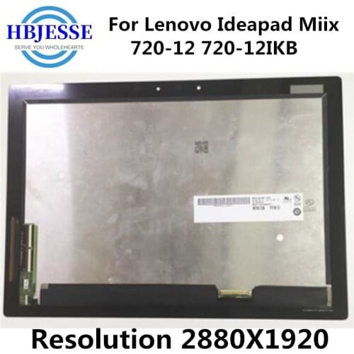12 INCH LCD SCREEN FOR Lenovo Ideapad Miix 720-12IKB LCD Display Touch Screen Assembly with Frame MIIX 720-12