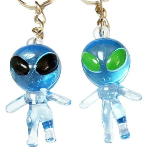 12 pcs Aliens Key Ring Blue Pinata Bags Filler Toys Prize Birthday Party Favors Game Gift Capsule Vending Machine Novelty Prize