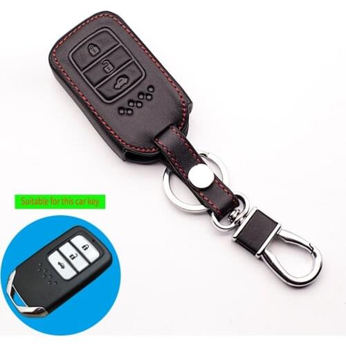 2017 High quality Car Key Shell Cover Leather Smart Case Key for Honda Fit Hr-V Civic Protection accort 3 buttons remote control