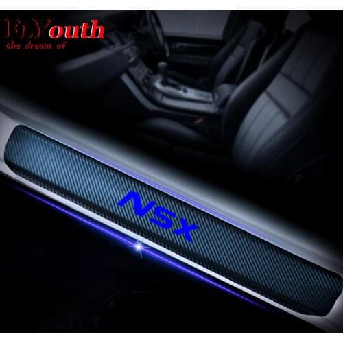 Car Door Sill Scuff Plate For Honda NSX 4D Carbon Fiber Vinyl Stickers Auto Accessories Door Threshold Plate Stickers 4Pcs