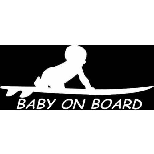 Car Sticker 15.3*6.4cm Baby On Board Surf Surfing Surfboard Funny Car Decal Reflective Laser Vinyl Car Sticker 3D Car Styling