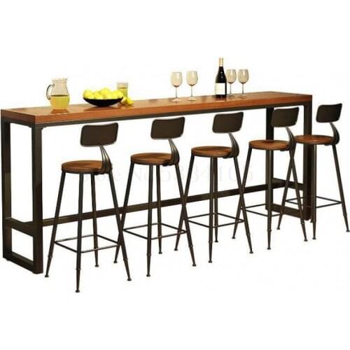 Bar Table And Chair Combination High Foot Table Domestic American Table Solid Wood Long Bar Table Simple Modern Wall Table