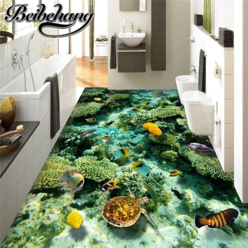 Beibehang Custom 3d floor mural ocean world living room decoration wallpaper adhesive PVC floor bathroom Self-adhesive floor