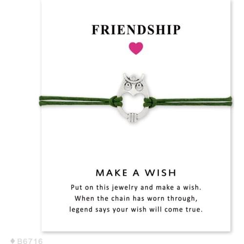 Friendship Girls Engagement Bridesmaid Wedding Gift for Her Make a Wish Silver Tiny Owl Charm Bracelets for Women