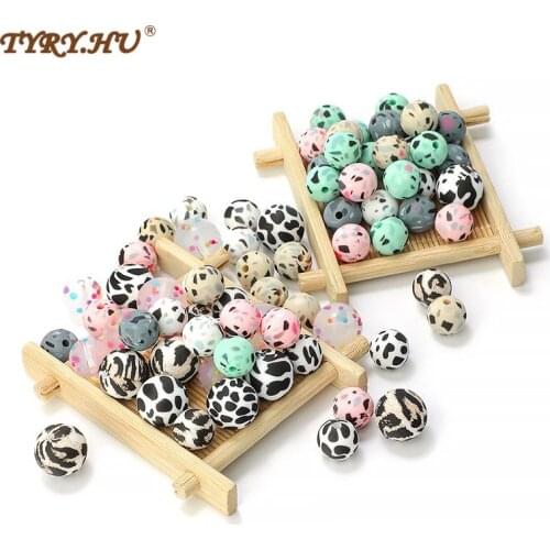 TYRY.HU Silicone Beads 9/12/15mm 30Pcs Silicone Teething Food Grade Beads For Necklace Pacifier Chain Baby Teether BPA Free