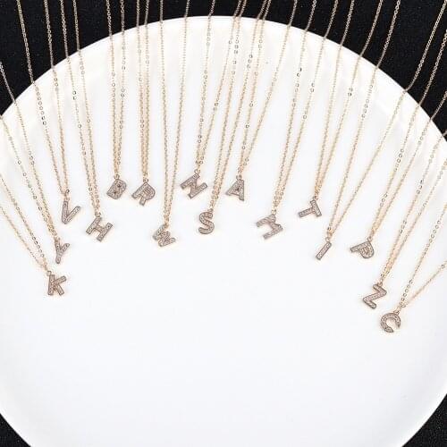 Gojomem Glod Silver Color 26 Initial Letter A-Z Alphabet Cubic Zircon Pendant Necklace and Earrings Fashion Jewelry Sets Gifts