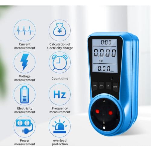 AC Power Meter Watt Energy Monitor Time Socket Analyzer Electric Power Detector 230V 50Hz EU US UK AU FR BR IT Plug