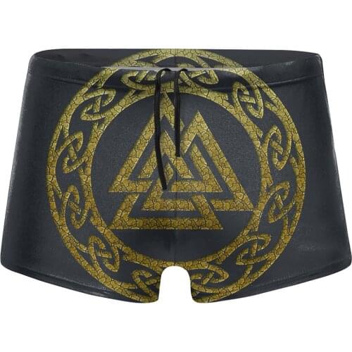 Men Lothbrok swimming trunks Valknut Odin Symbol Norse Vikings Zipper Pouch shorts Boy for the sea Pool