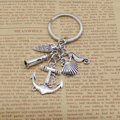 Glamour key chain beach wind accessories jewelry hippocampus shell lighthouse conch pendant creative gift keychain