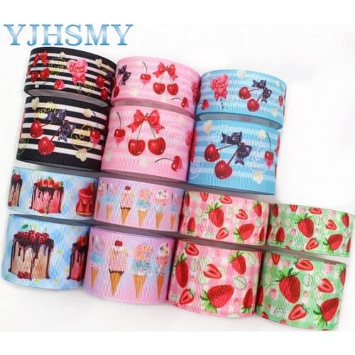I-19920-2224,1"(25/38mm),5yards Fruit strawberry heat transfer printing grosgrain ribbon, bow cap DIY accessories