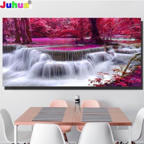 Waterfall Landscape large size diy Diamond Painting Cross Stitch 5d Embroidery Mosaic feng shui Picture Decoration,natural view