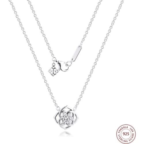 Gift Mothers Day 2021 925 Sterling Silver Rose Petals Collier Necklaces for Women Fine Jewelry Necklaces & Pendants Collares
