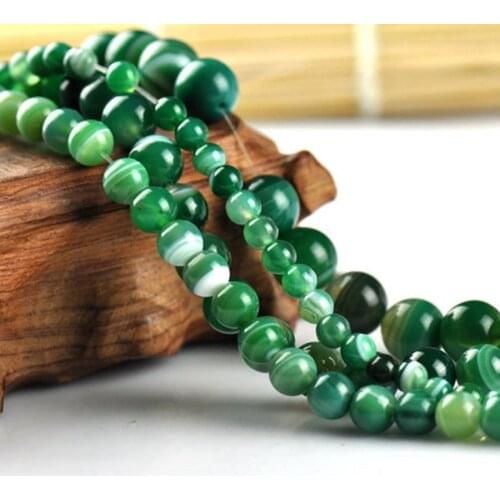 Natural AAA Green stripe Onyx agate Round Imitation Gemstone Loose Beads jewelry making 6/8/10/12mm Please select size 018012009