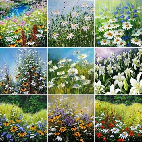 MomoArt Diamond Embroidery Daisy Mosaic Art 5D DIY Diamond Painting Lily Flower Full Square Round Drill Home Decorations