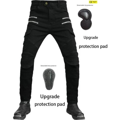 Motorcyclist mens jeans motorcycle equipment zipper pocket upgrade anti-fall wear-resistant protective pants Quality product