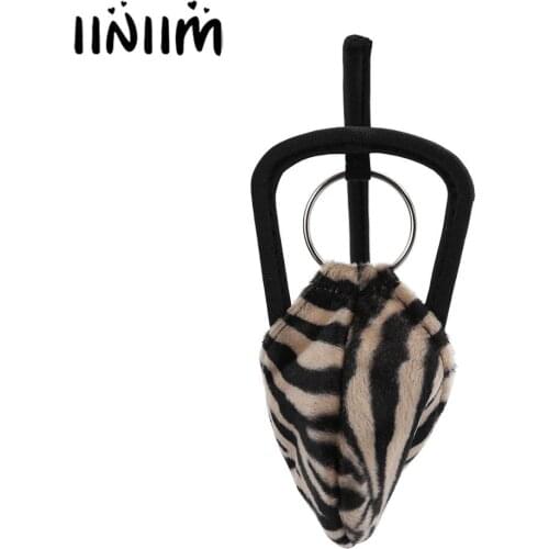 Mens Male Cherry JJ Leopard Print Exotic Panties Sissy Strapless C-string Briefs O-ring Bulge Pouch Lingerie Panties Underwear