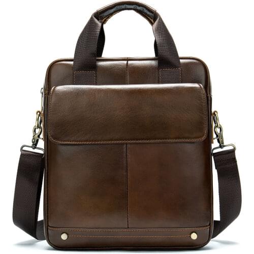 Mens Genuine Leather Briefcase Male Crossbody Bags Man Natural Leather for Men Messenger Bags Mens Briefcases